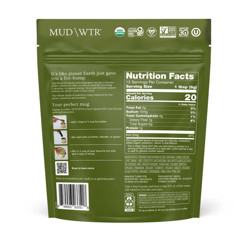 Mud\Wtr Matcha (12 Serving) Free shipping